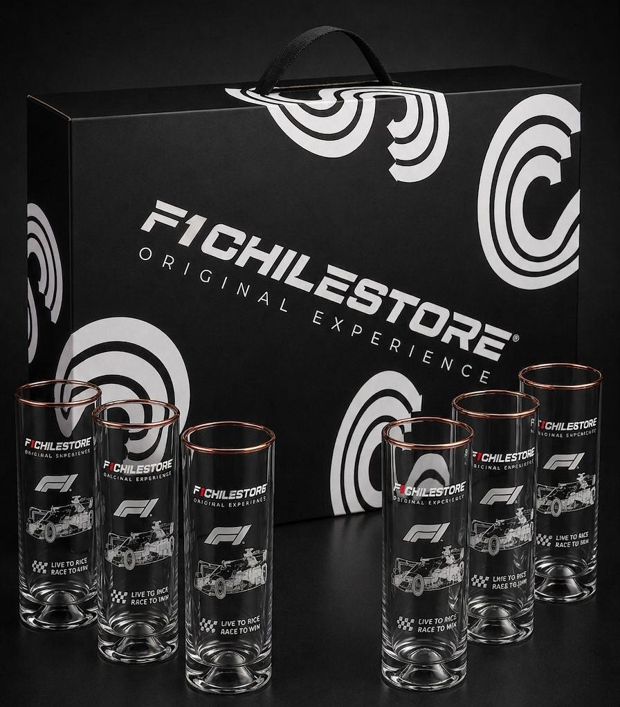 Pack Vasos Cónsul Alto F1ChileStore con Borde de Cobre Premium (6 Unidades)